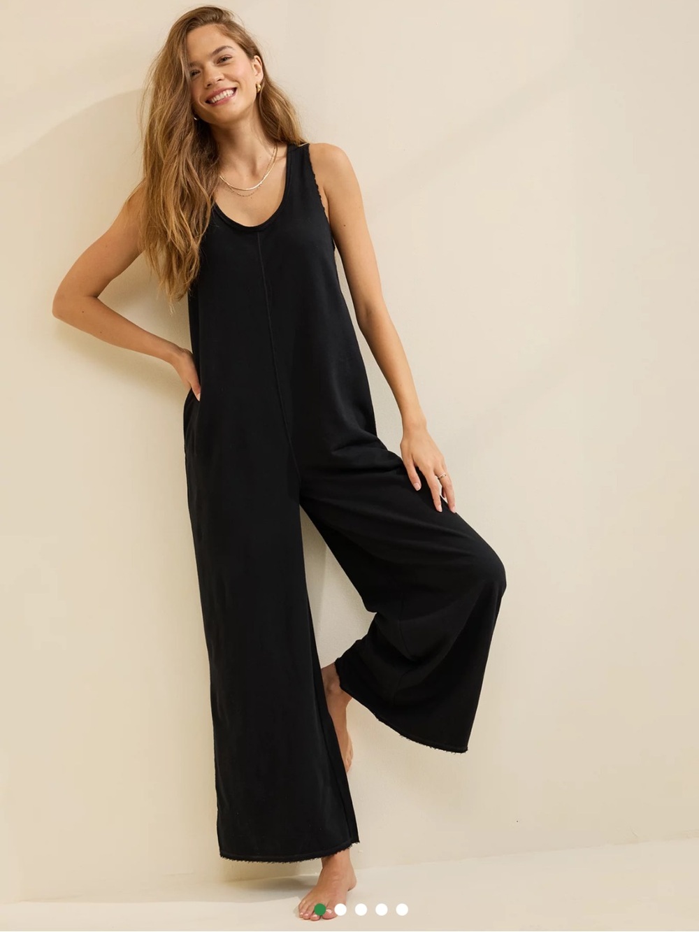 Aerie Slouchy Jumpsuit Black Size XL NWT 100% Cotton Loungewear